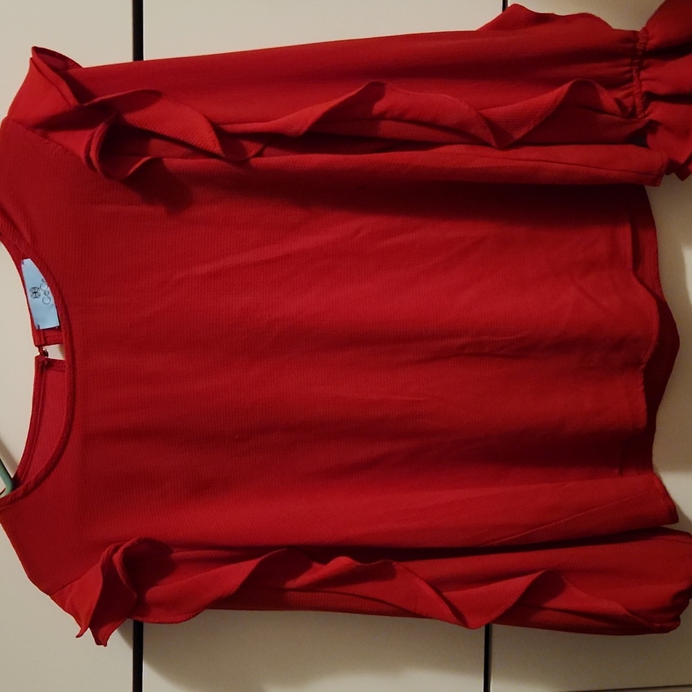 CECE red flutter sleeve blouse